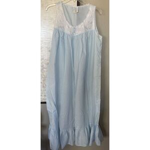 Vintage Gilligan & Omalley Nightgown Medium Light Blue Ruffles Romantic Feminine